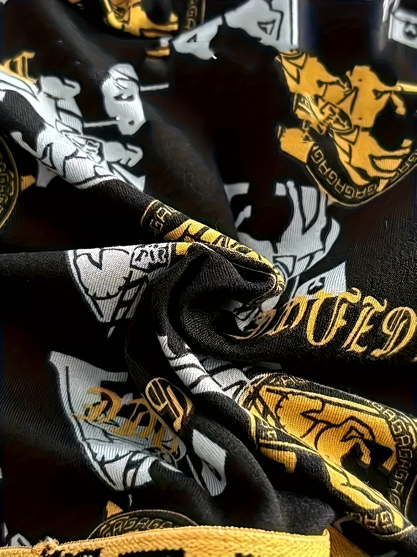 Men's Boxer Briefs Set 11 Black and Gold Geometric Pattern Breathable Polyester Spandex