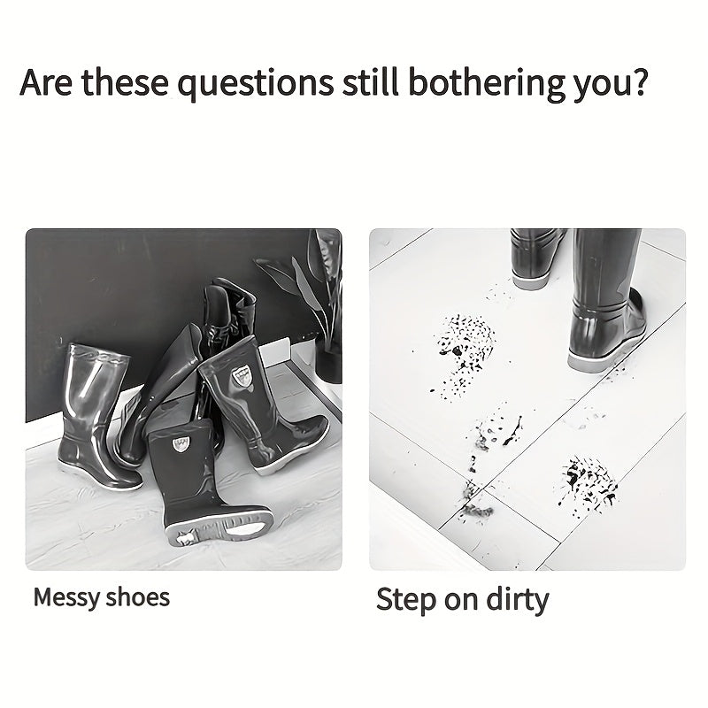 1 dona suv o'tkazmaydigan to'rtburchak shaklidagi qora plastik idish, yomg'irli mavsumda poyabzallar uchun ko'tarilgan chetlar bilan, pollarni ifloslik va suv dog'laridan himoya qilish uchun.