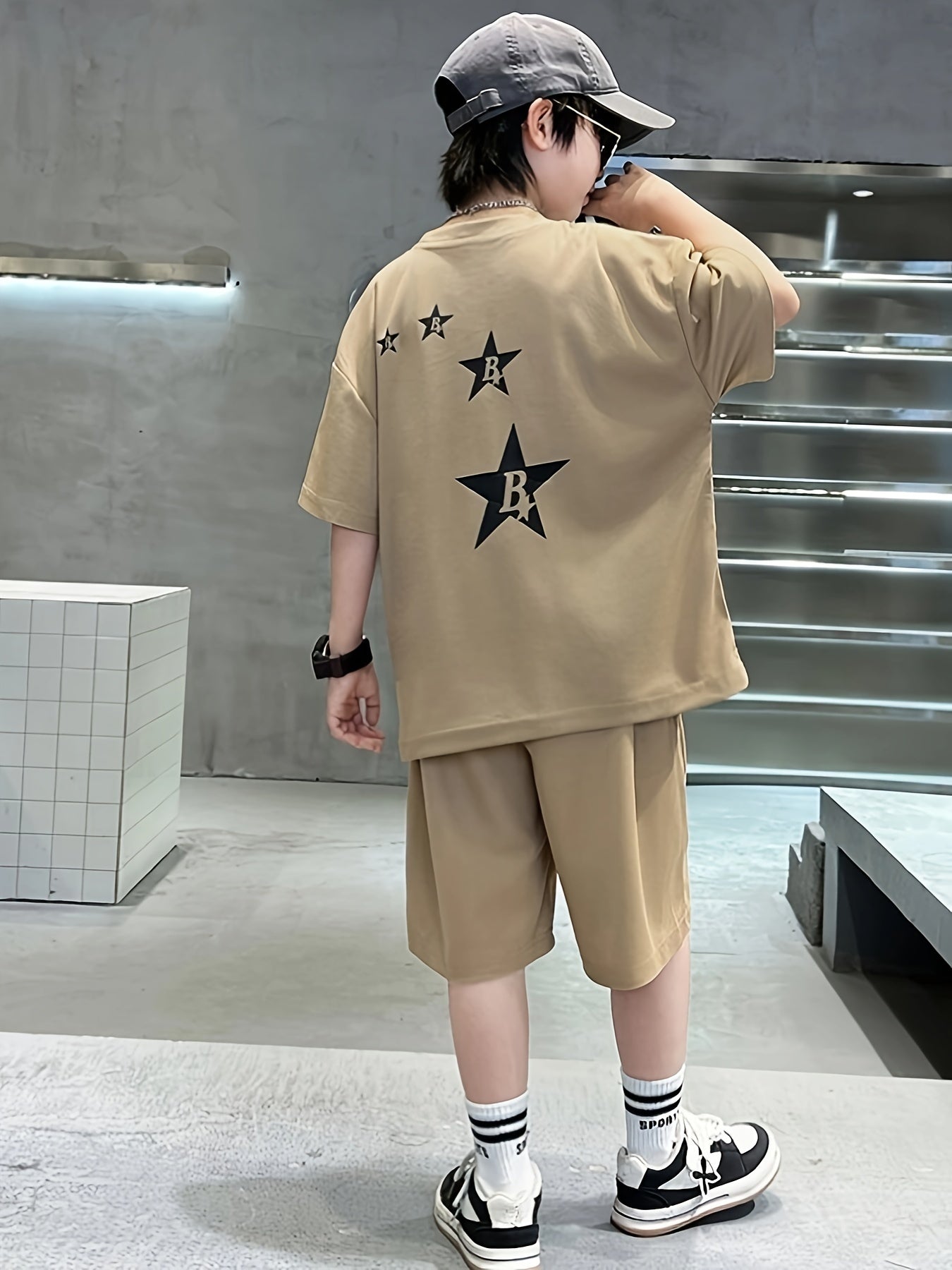 Kids' Summer Two-Piece Set Short Sleeve T-Shirt and Shorts Casual Comfortable