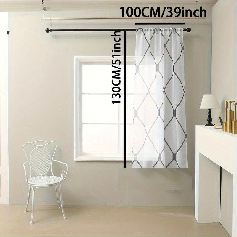 Geometric Rhombic Lattice Sheer Curtain for Living Room Bedroom 1 Piece