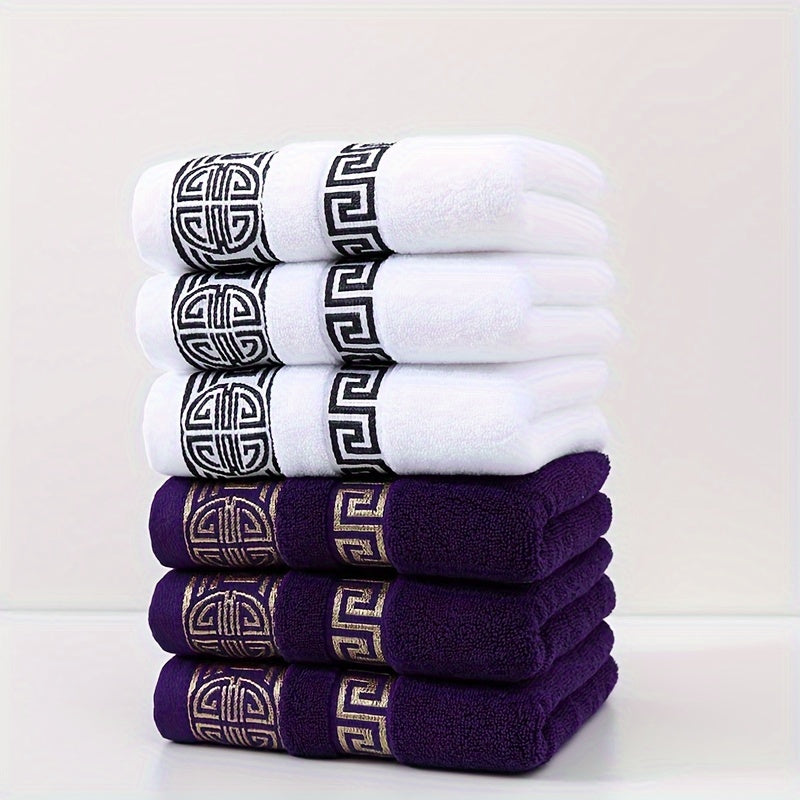 6-to'plam paxta sochiq to'plami, juda yumshoq, yaxshi o'zini o'zi yuvadigan, soya chidamli, geometrik dizayn, uy, hammom, sayohat uchun