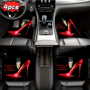 Red High-Heel Patterned Car Floor Mats Waterproof Non-Slip Durable 4 Pcs