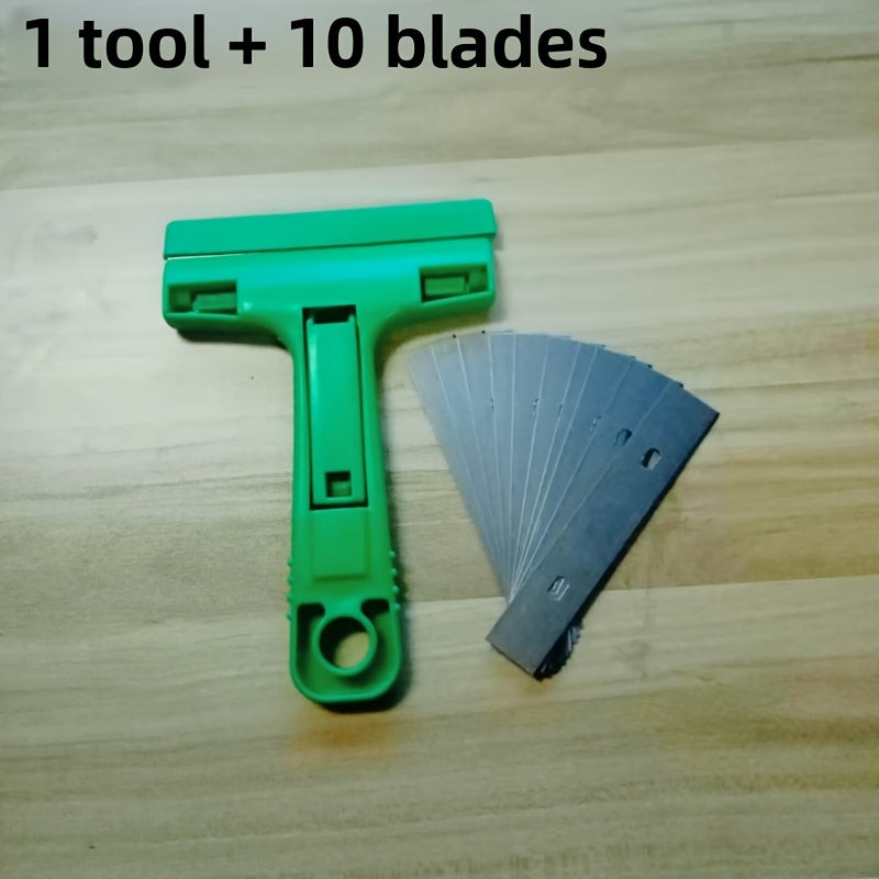 Cleaning Tool Set with 4-Inch Knife and 10 Blades for Glass, Floor, Wallpaper