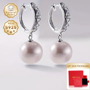 Pendientes de perlas de agua dulce para mujer 11-12mm Plata S925 para bodas y regalos