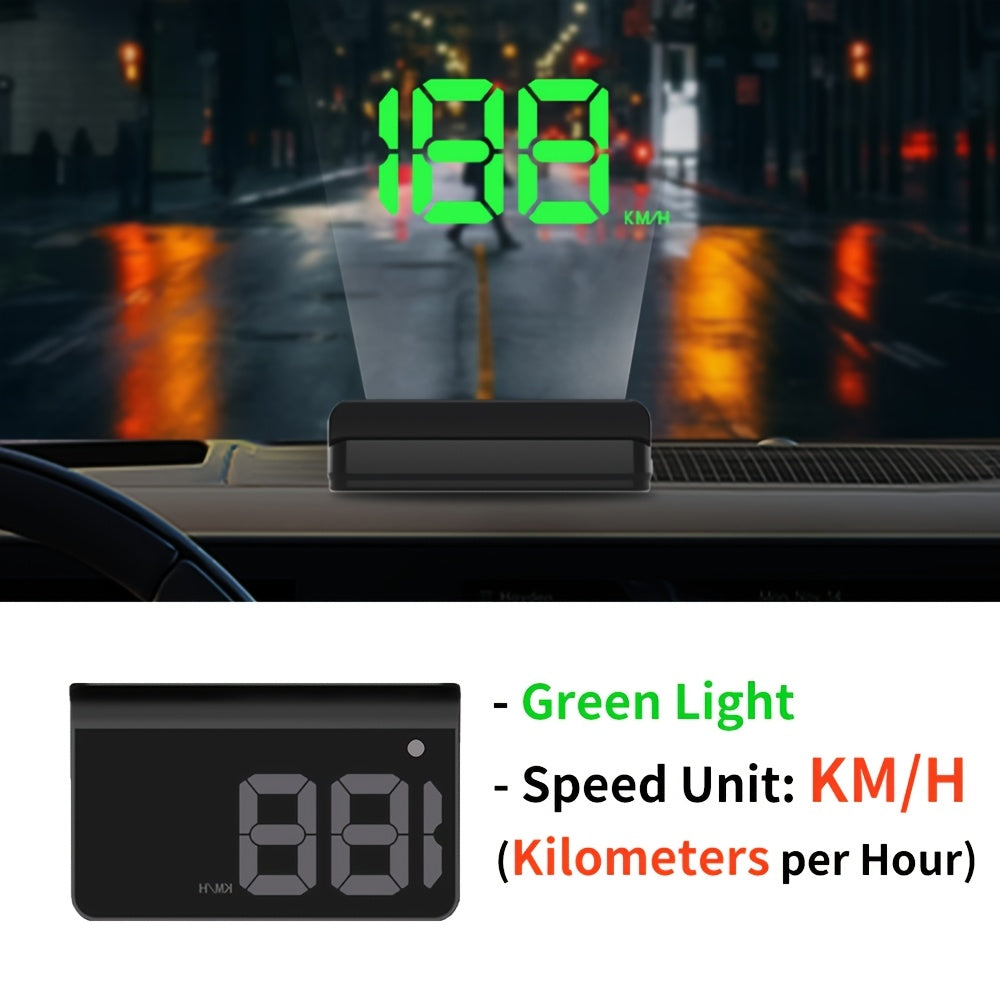 Universal Car Digital Speedometer HUD with White and Green LED Compatible with All Vehicles