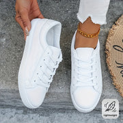 Women's White Grid Pattern Sneakers Lightweight Breathable Casual Shoes