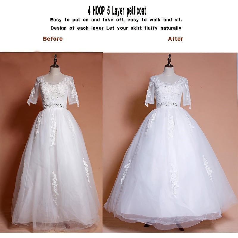 White Ruffled Petticoat for Women with Built-in Support for Bridal and Party Dresses