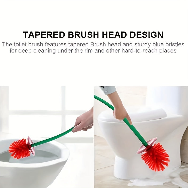 Cherry-Shaped Toilet Brush Set with Long Handle and Holder for Bathroom Cleaning