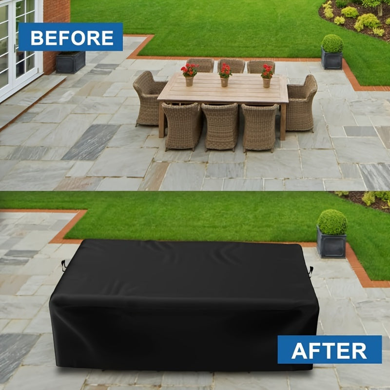 Funda para muebles de jardín de tela Oxford 210D, impermeable, para exteriores, protección de invierno, negro