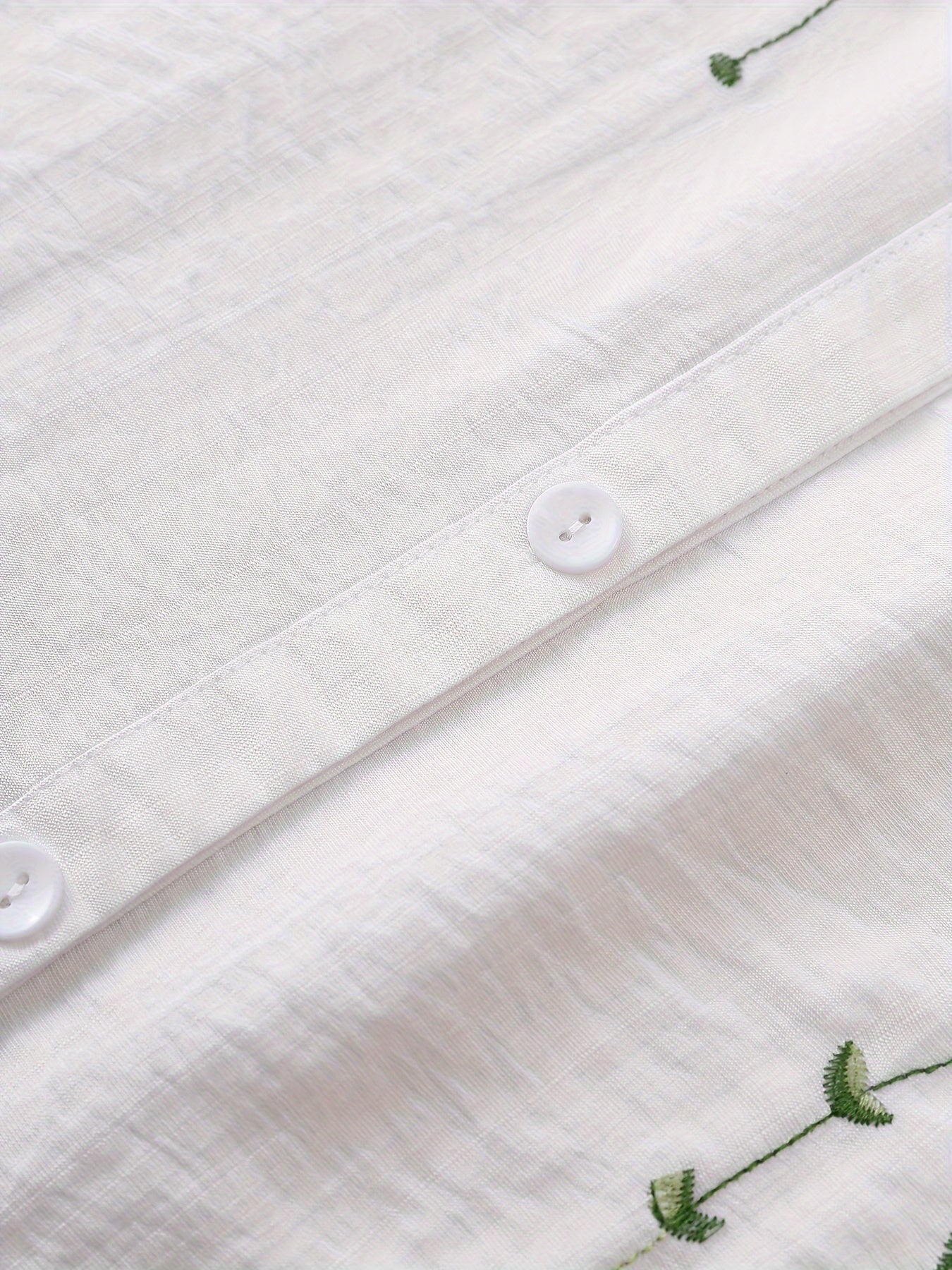 Floral Embroidered Women's V-Neck Blouse Short Sleeve Rayon Polyamide Spring Summer