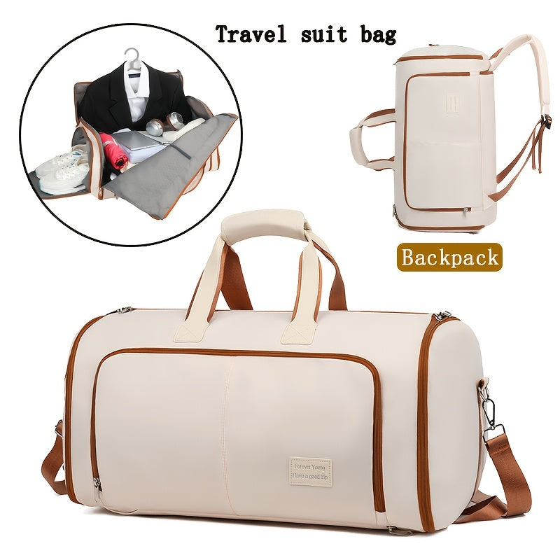 60L Multifunctional Travel Backpack Nylon Wet Dry Separation Shoe Compartment Removable Strap