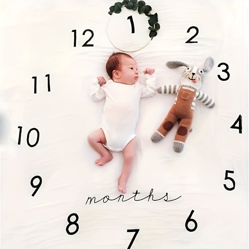 Children's Milestone Blanket for Boys and Girls Monthly Growth Memory Keepsake Soft Polyester Photo Prop