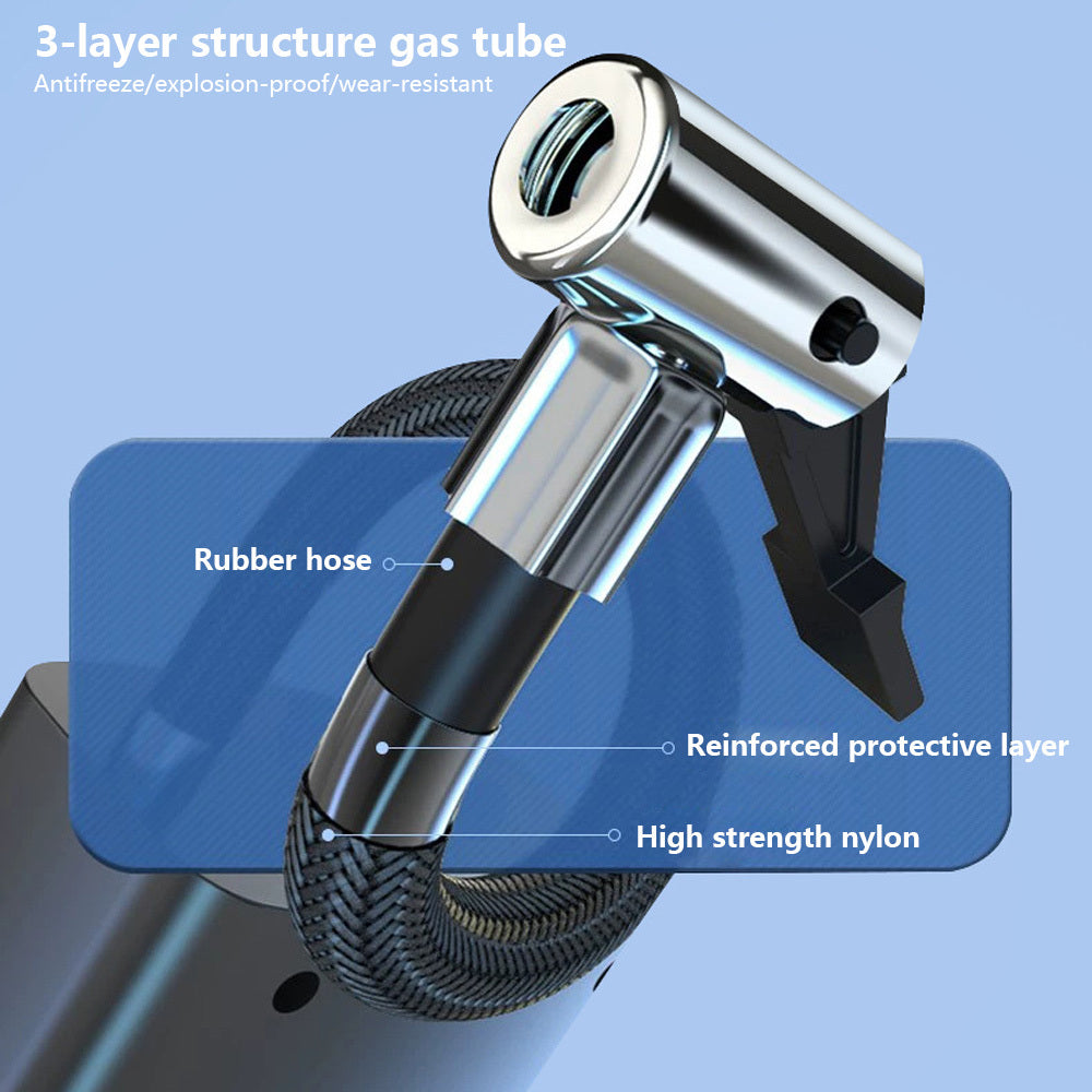 Portable Cordless Tire Inflator with LCD Display and Nozzle Adapters