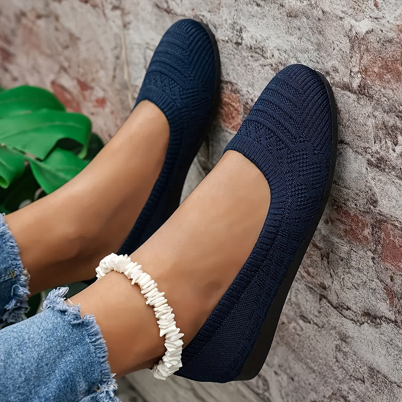 Women's Round Toe Flat Shoes Breathable Fabric Casual Dress Shoes