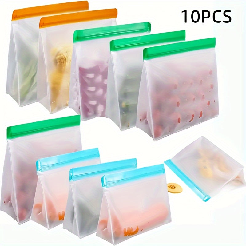 Pack of 8 BPA-Free Gallon Size PEVA Reusable Freezer Storage Bags Leakproof Durable for Meal Prep Snacks Sandwiches