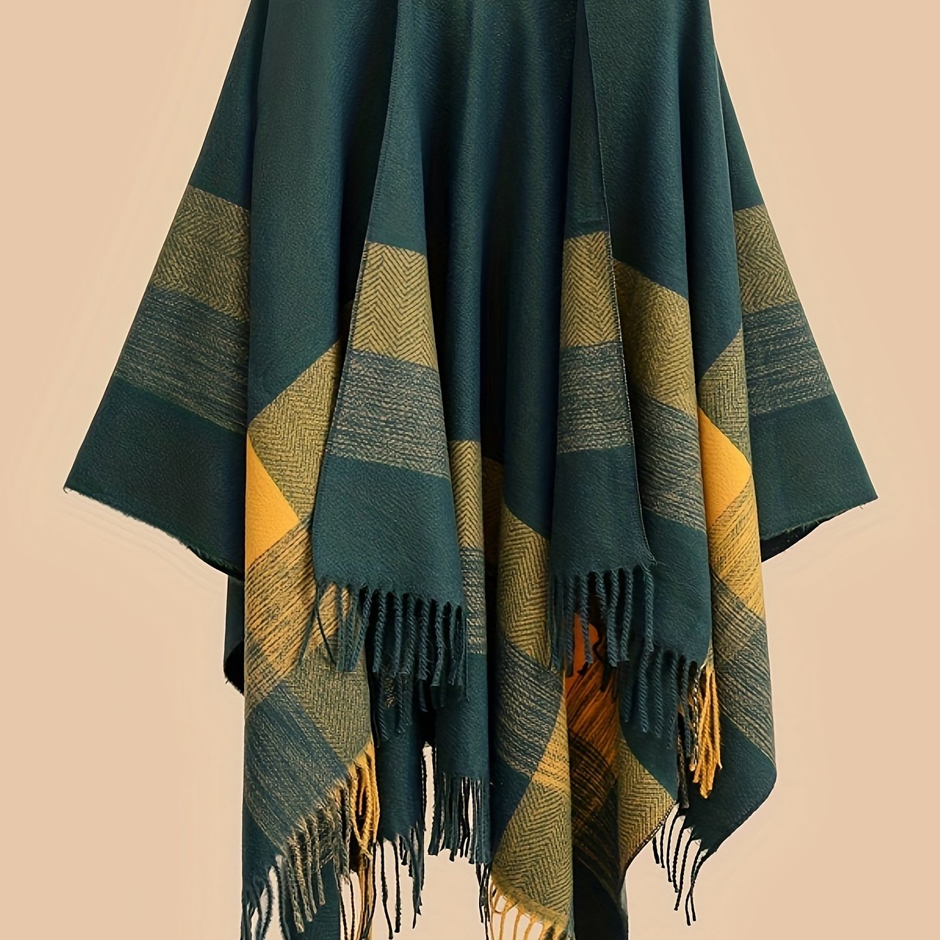 Plus-Size Open-Front Fringe Shawl Cardigan Casual Cape Sweater for Autumn Winter