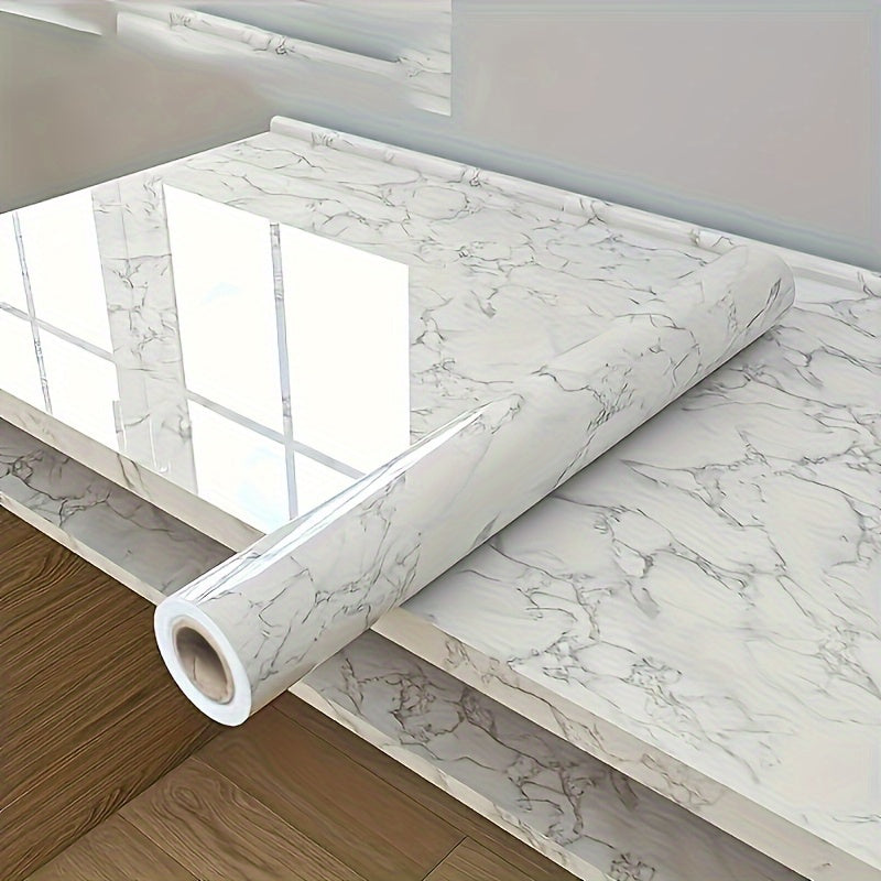 Waterproof Marble Pattern Wallpaper Film for Kitchen and Bathroom Cabinets Drawers Furniture