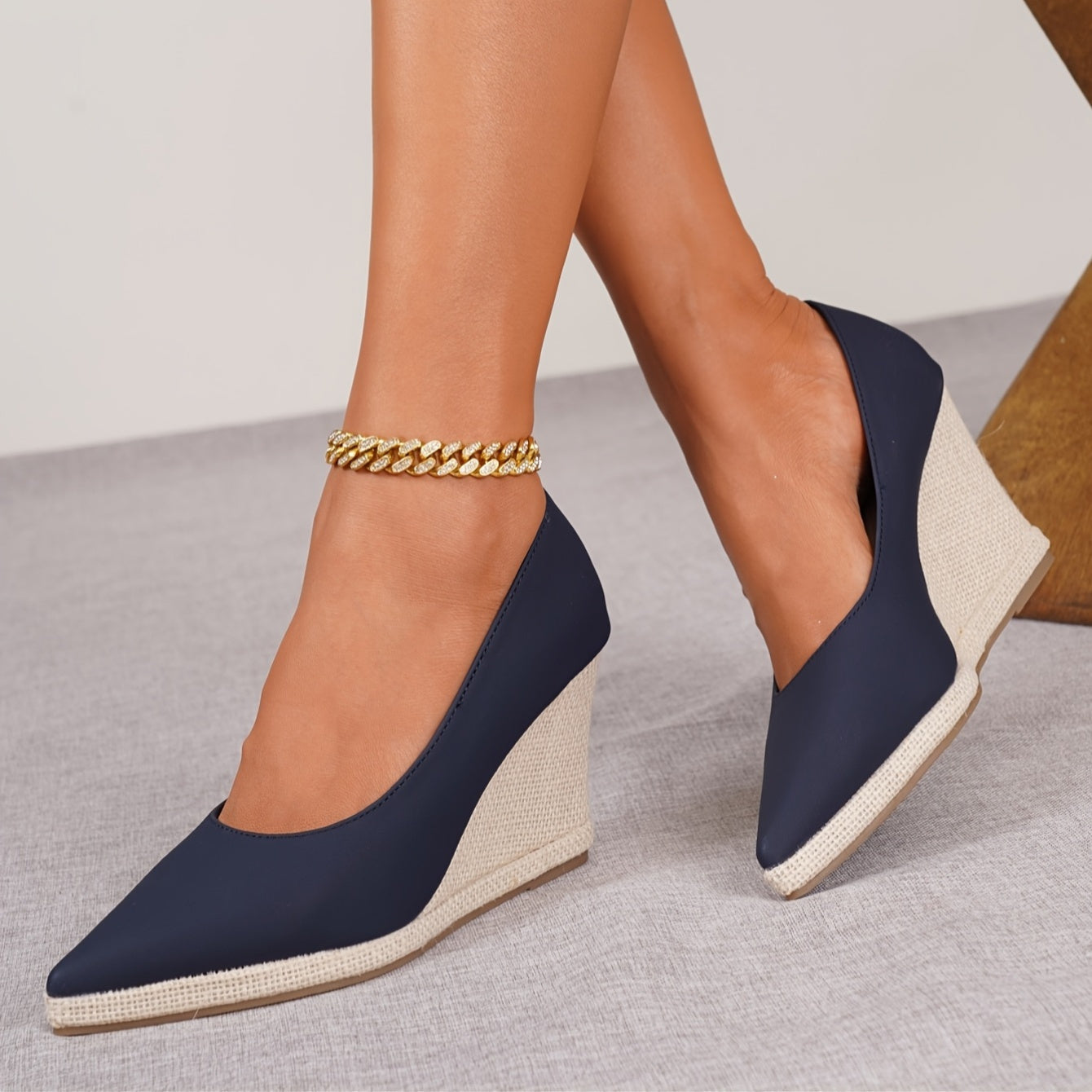 Women's Wedge Heel Shoes Thick Sole Slip-On Spring Autumn Footwear