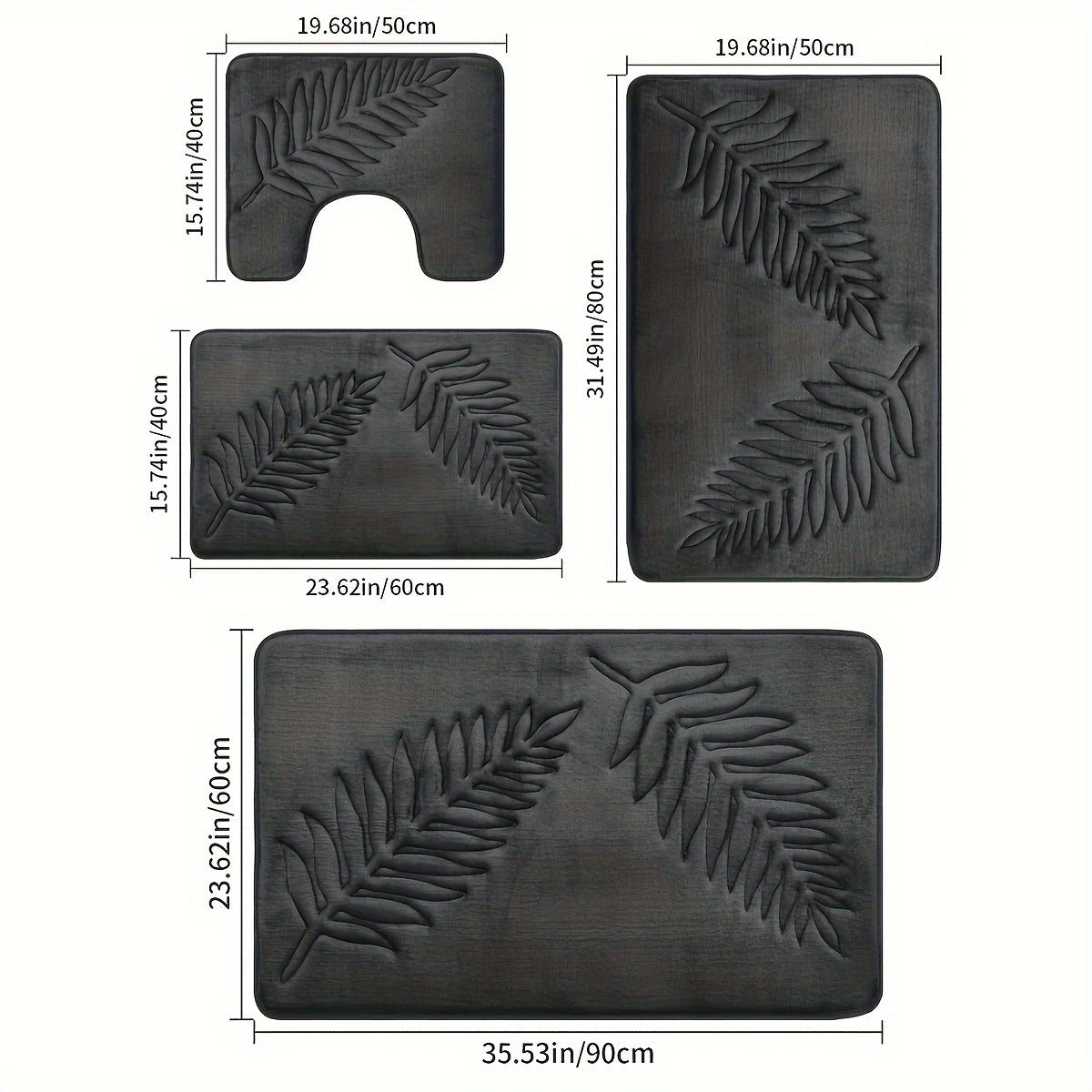 Polyester Blend Bath Rug Set with Geometric Pattern, Stain Resistant, Low Pile