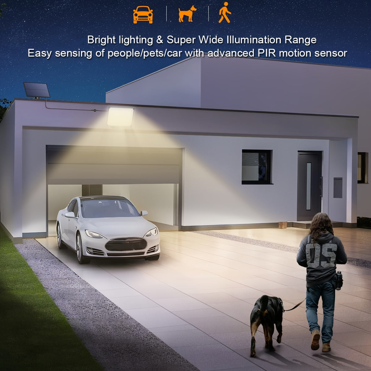 127 LED Warm White Outdoor Solar Light with Motion Sensor and Remote Control