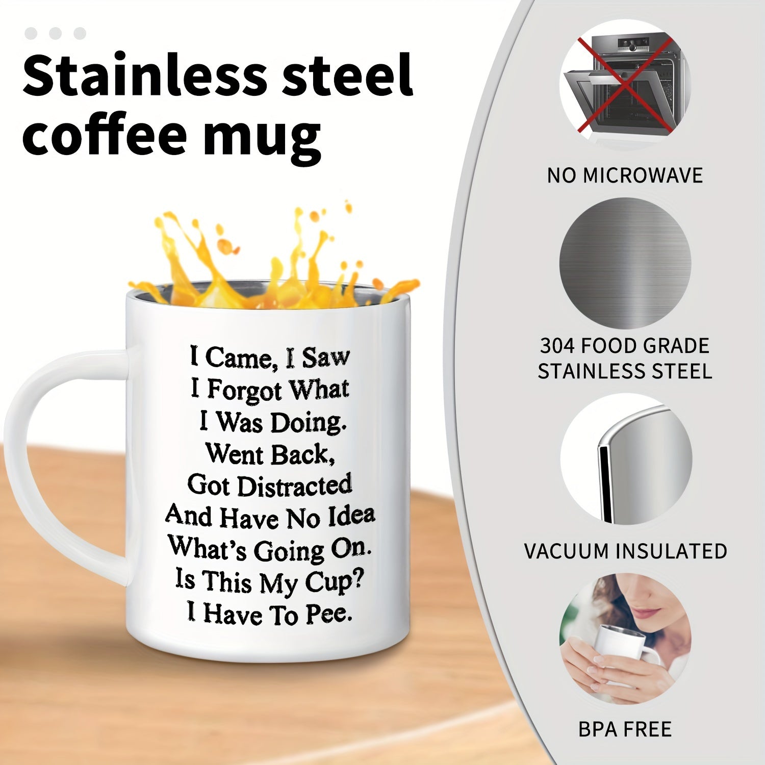 Senior Camping Coffee Mug 11oz Stainless Steel Reusable BPA-Free Gift