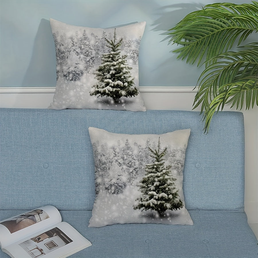 Winter Snowflake Tree Decorative Throw Pillow Covers 16x16 18x18 Polyester