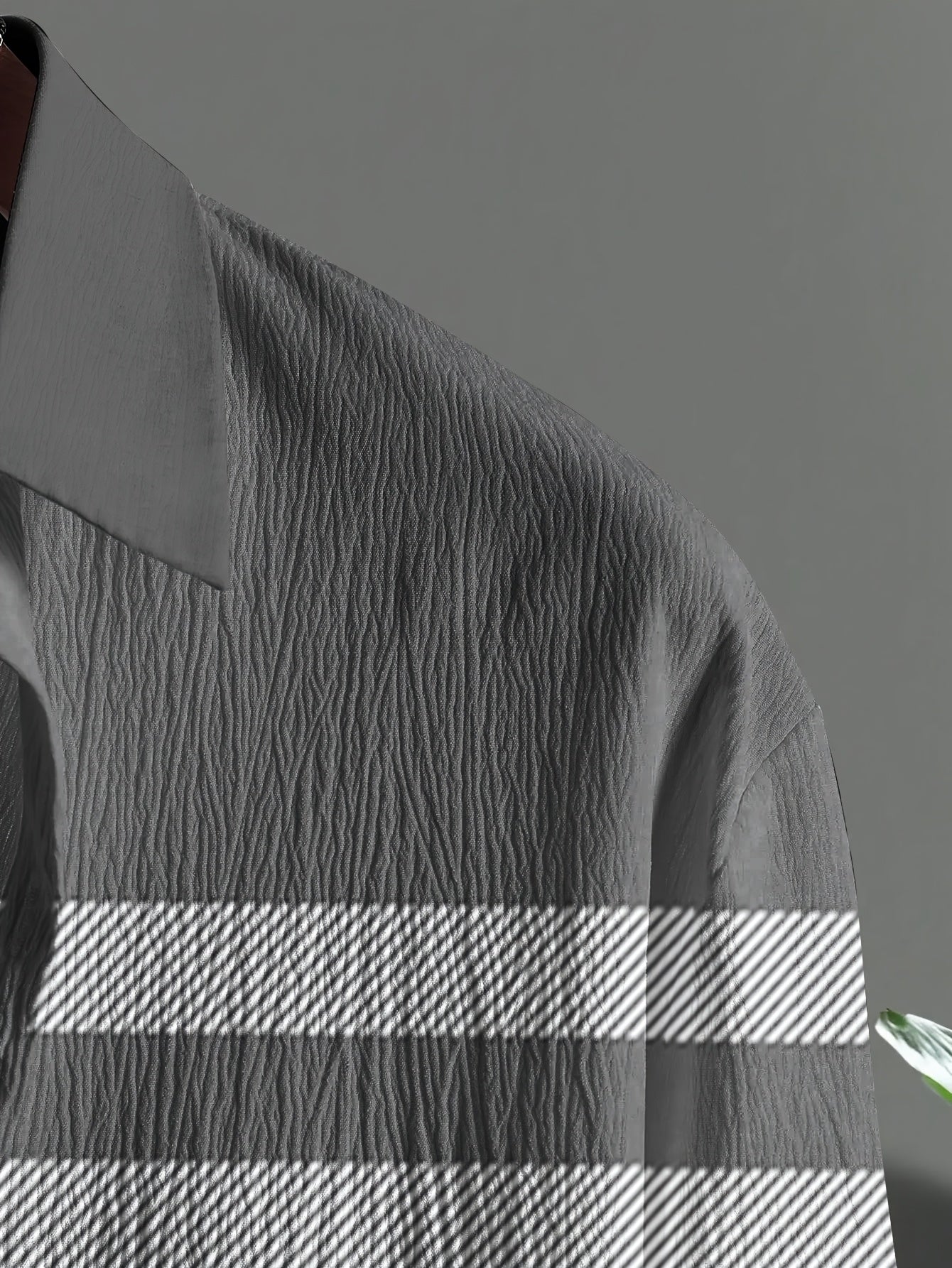 Plus Size Men's Knit Shirt Set Stripes Polyester Casual with Pocket