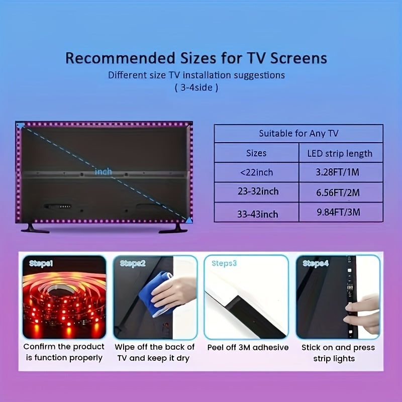 39.62m RGB 5050 LED Tape Light USB Flexible Ribbon for TV Backlight Room Decoration