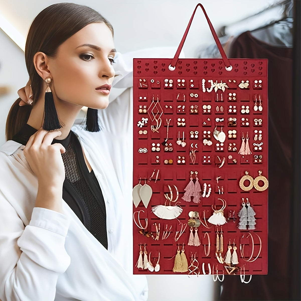 Подвесной органайзер для украшений из фетра для серег и ожерелий, стильное домашнее украшение