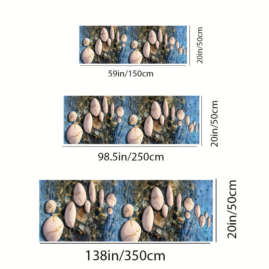 Pebble Design Floor Mat Non-Slip Washable Stain-Resistant Polyester