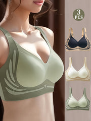 Women's Plus Size Seamless Sports Bras Backless V-Neck 3 Pack