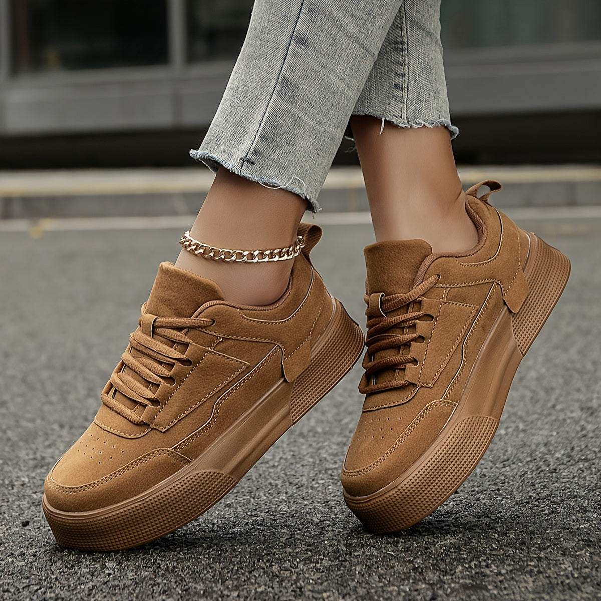 Women's Pink Low-Top Skate Sneakers Casual Outdoor Shoes With EVA Sole