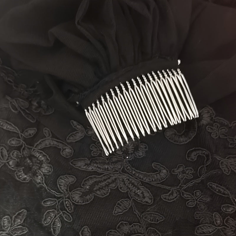 Qora tikanli chekka bosh niqobi va soch taroq bilan to'y aksessuari