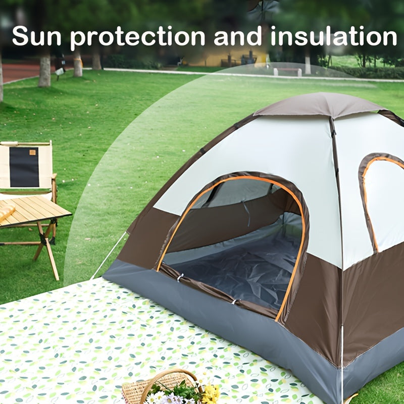 3-Person All-Season Pop-Up Camping Tent with Hydrophobic Polyester and Glass Fiber Frame Blue