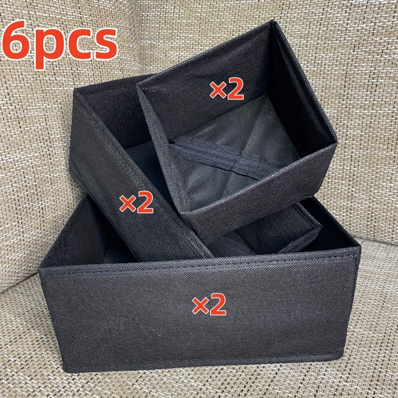 Kiyim shkafi va yotoq osti tashkiloti uchun 3 yoki 6 ta yig'iladigan saqlash qutisi to'plami