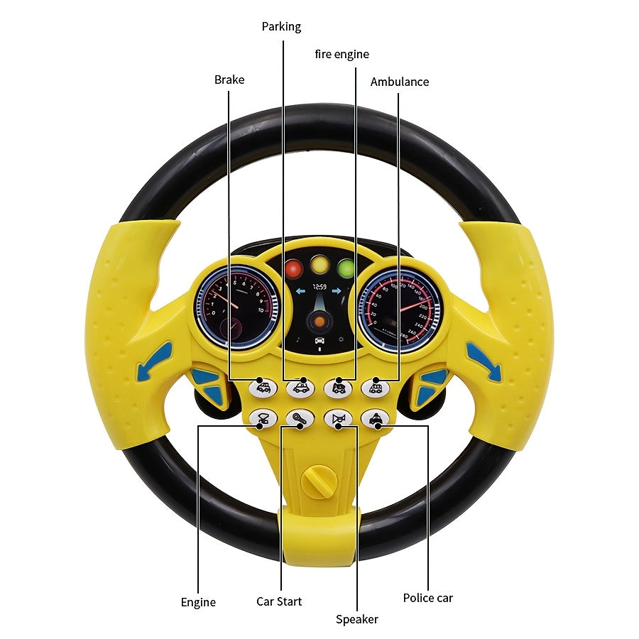 Toy Steering Wheel for Kids 3+ ABS Resin Battery-Free Educational Toy in Yellow and Pink