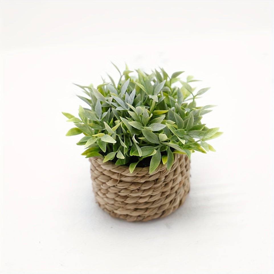Artificial Eucalyptus Potted Plant in Woven Basket Indoor Outdoor Decor