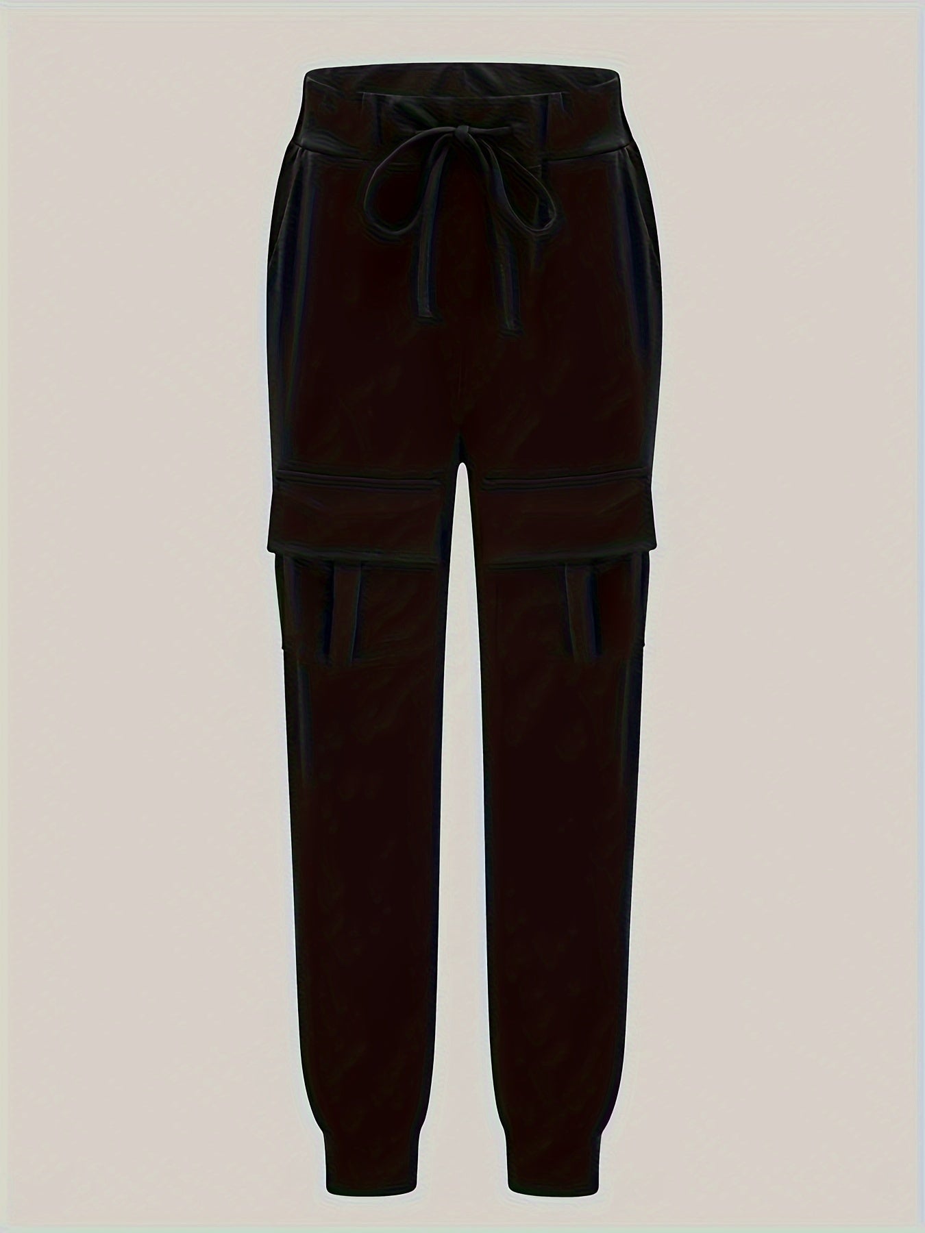 Plus Size Elastic Waist Cargo Joggers Black Casual Work Pants