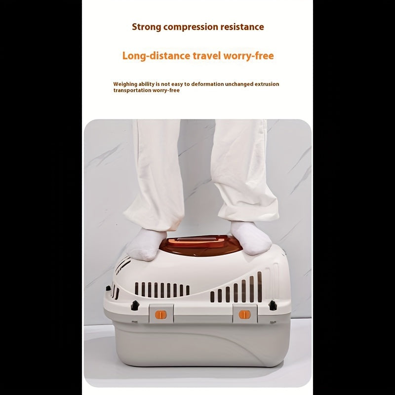 Portable Cat Carrier Box PP Material Breathable All-Season Travel with Skylight