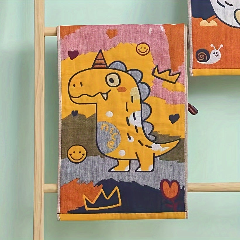 Махровое полотенце для ванной с тематикой мультяшного медведя и динозавра, 400 ГСМ, супер впитывающее, быстро сохнущее, мягкое, дружелюбное к коже, большого размера, современный стиль, 100% хлопок, полотенца для умывания.