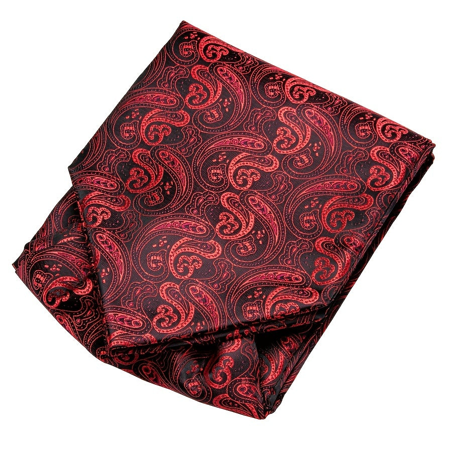Men's Elegant Silk Paisley Attire Set with Tie Pocket Square Cufflinks for Weddings