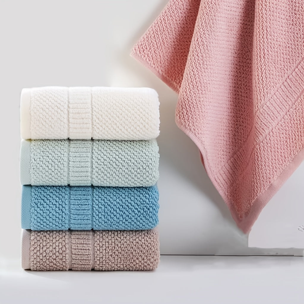 Set of 4 Cotton Long-Haired Face and Hand Towels 34x34cm Soft Absorbent Quick-Drying