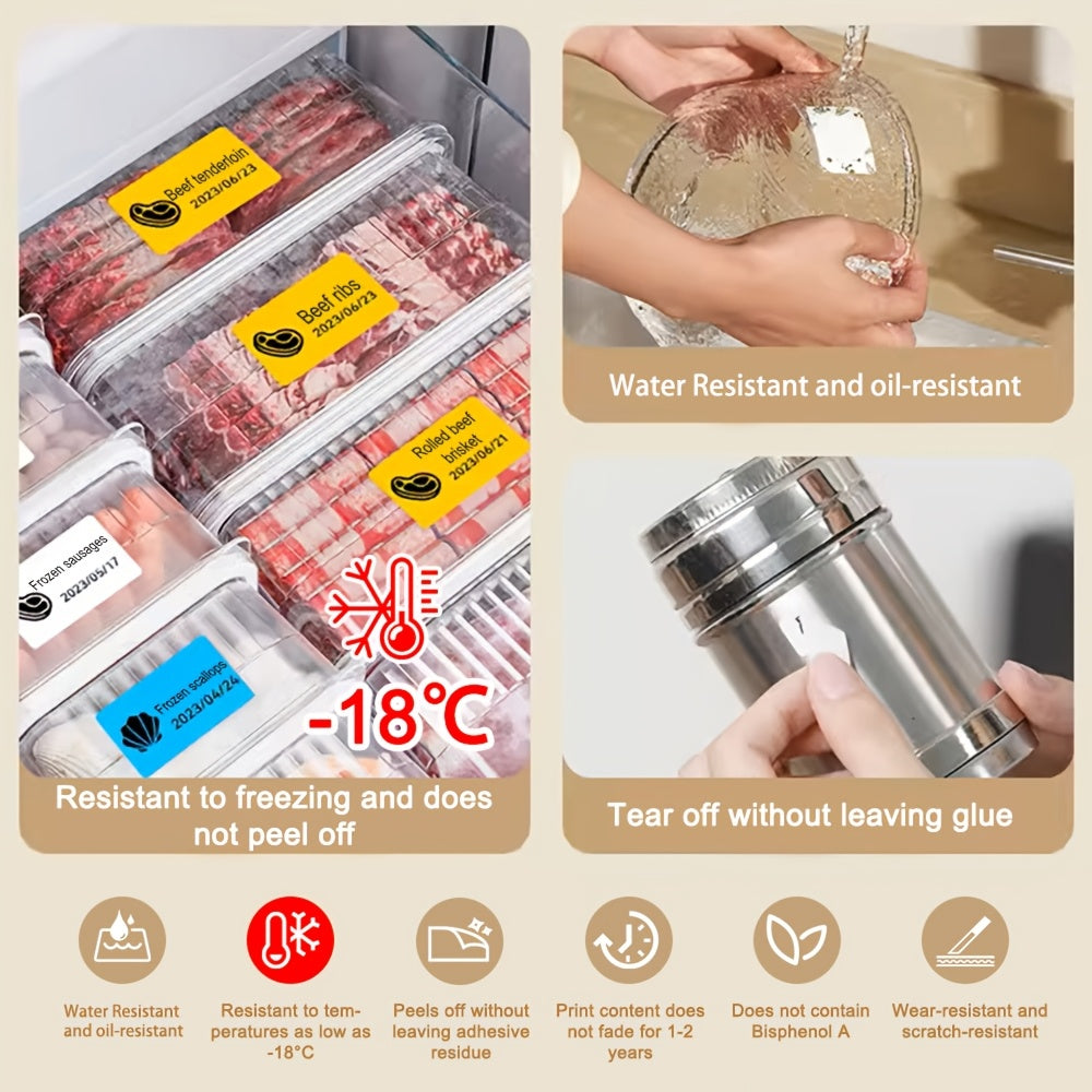 Waterproof Oil-Proof Freezer Label Stickers Thermal Paper for Kitchen Storage