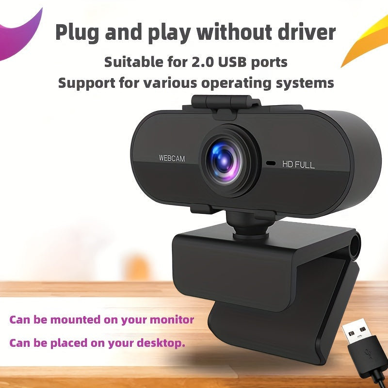Вебкамера 2024 1080P с микрофоном, крышкой для конфиденциальности, автофокусом для видеозвонков, потоковой передачи и конференций