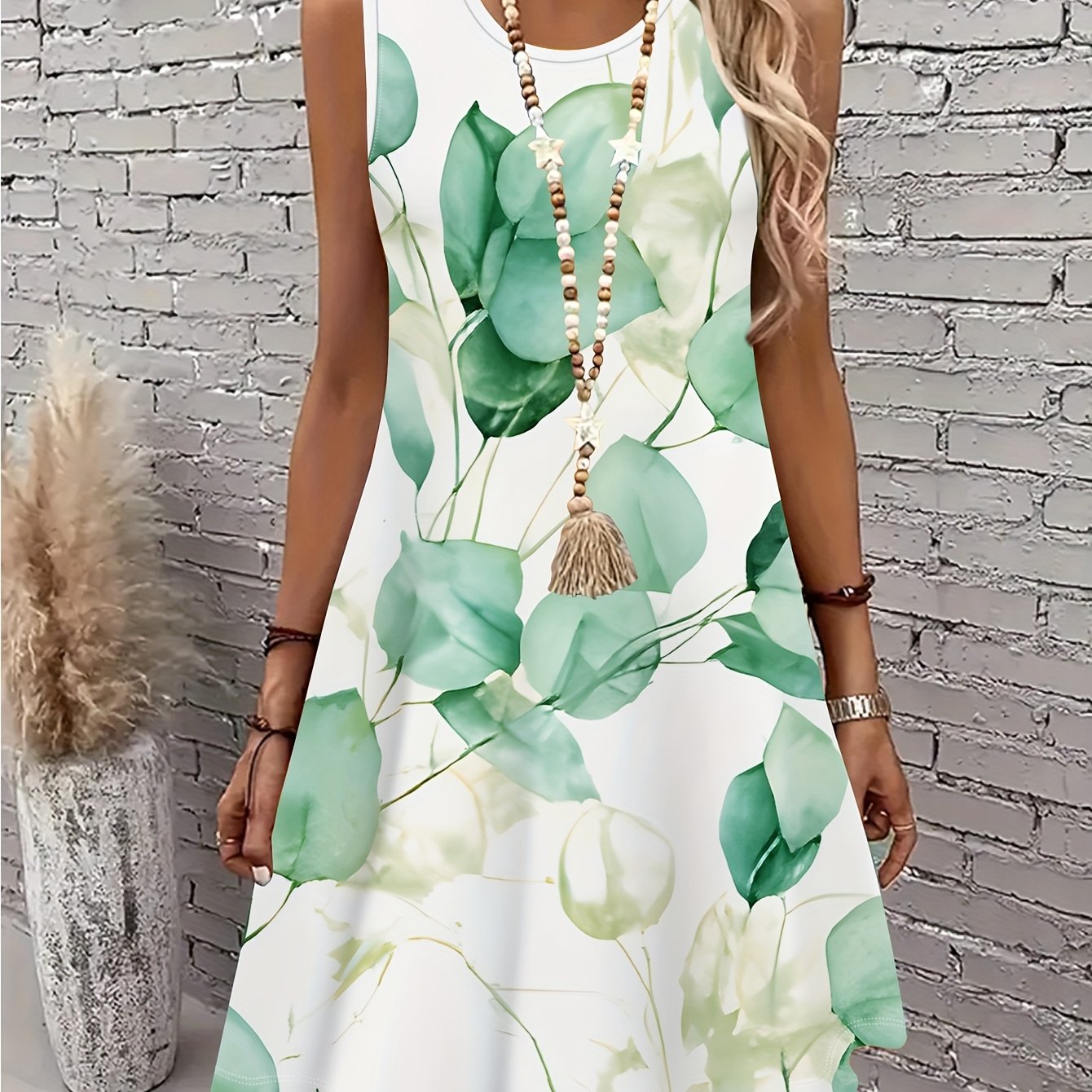 Women's Floral Dress Sleeveless A-Line Midi Summer Vacation Wear