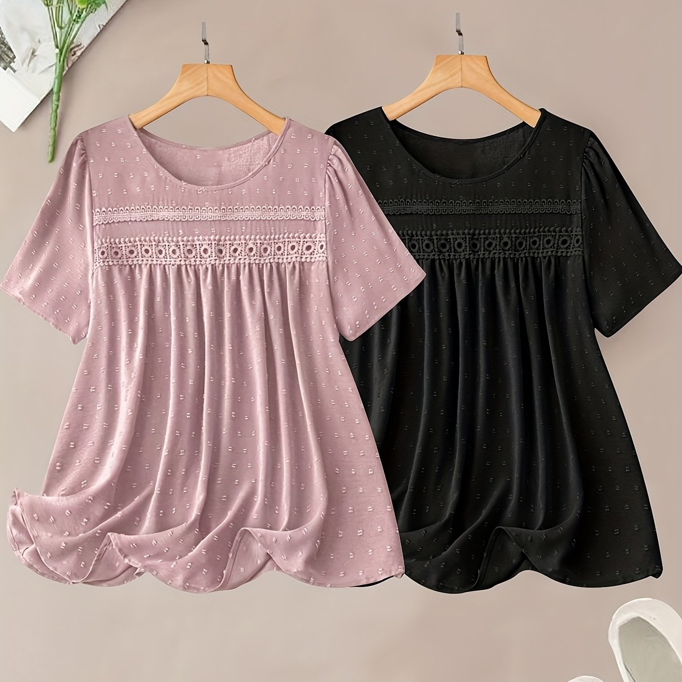 Ayollar uchun katta o'lchamli korsetli chiroyli chiziqli bluz va shortlar to'plami, pastel pushti va ko'k, kundalik zamonaviy