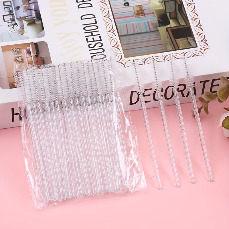 Набор из 10 многоцветных щеточек для ресниц и бровей с щеточками-спулли для макияжа