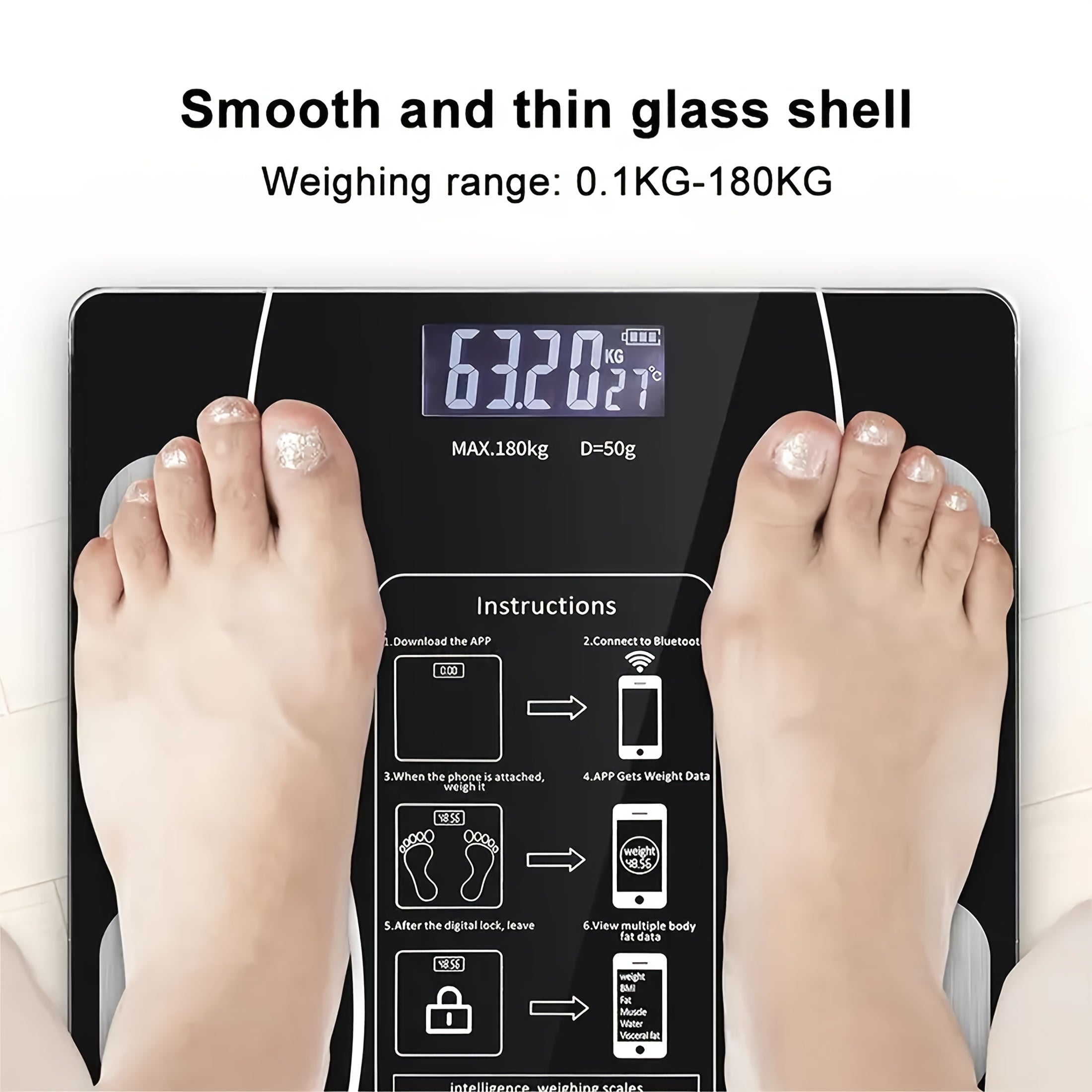 Wi-Fi weight scale LED display temperature monitor for home fitness diet