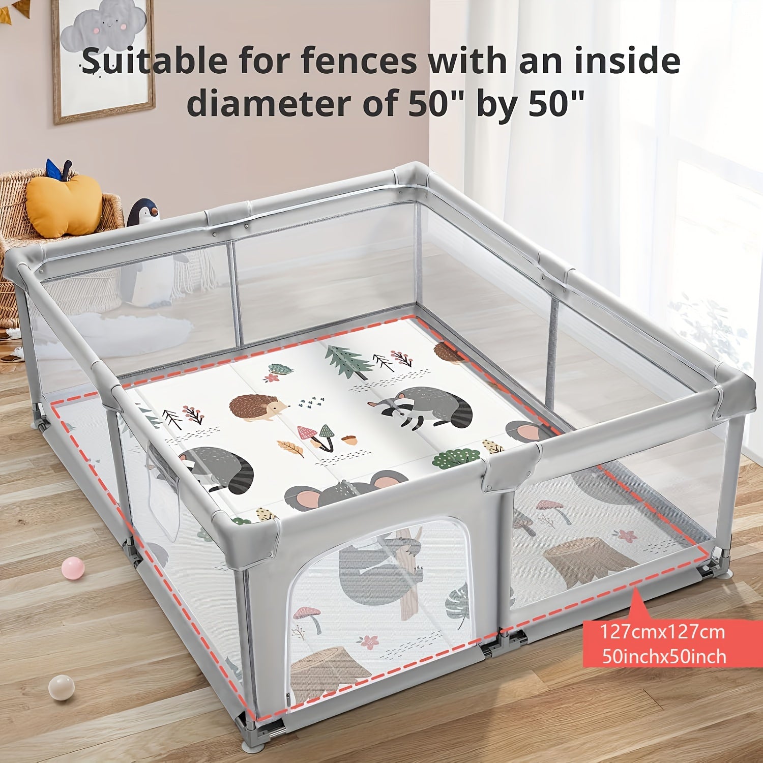 Alfombra de juego plegable para niños 127x127 cm de espuma PE con doble cara, patrón de koala y estrella