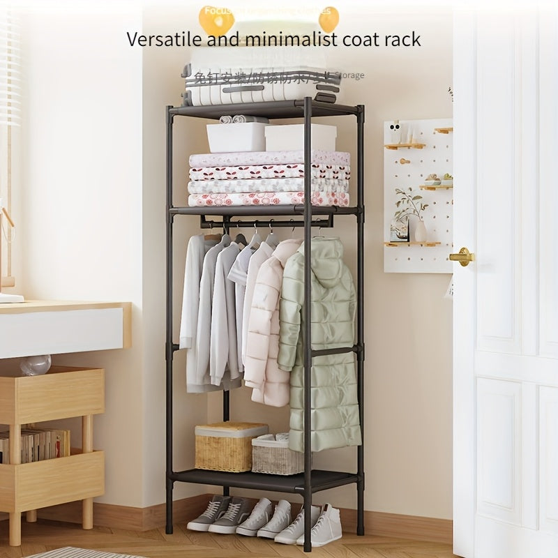 Modern Metal Clothes Rack with Polished Finish Freestanding Garment Organizer